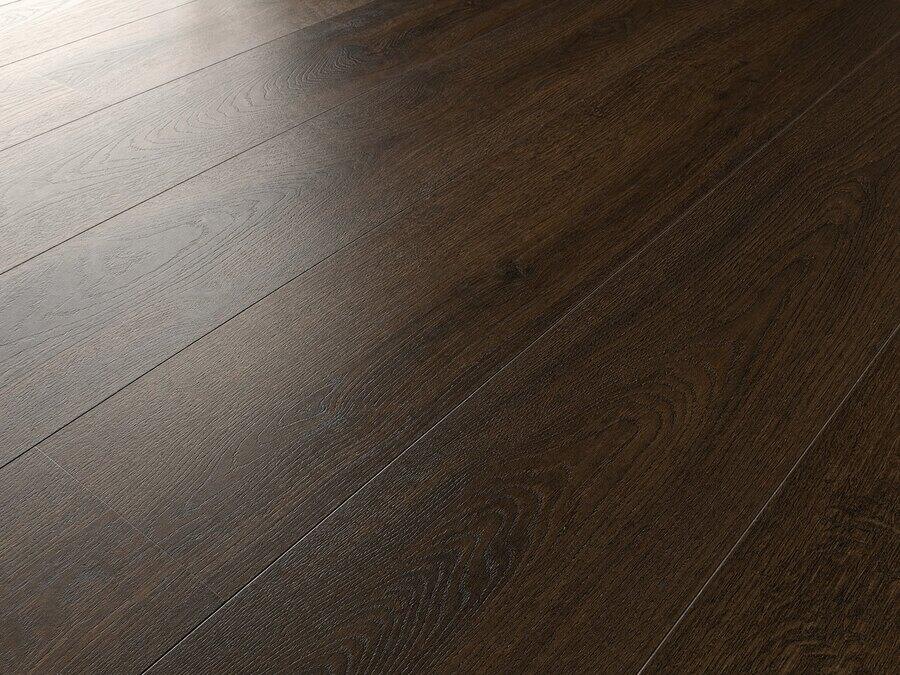 Dark smoked oak-effect luxury vinyl plank floor