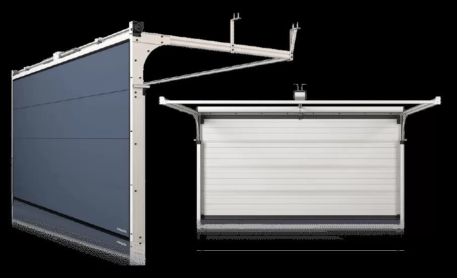 Made-to-measure automatic insulated sectional garage door, installed