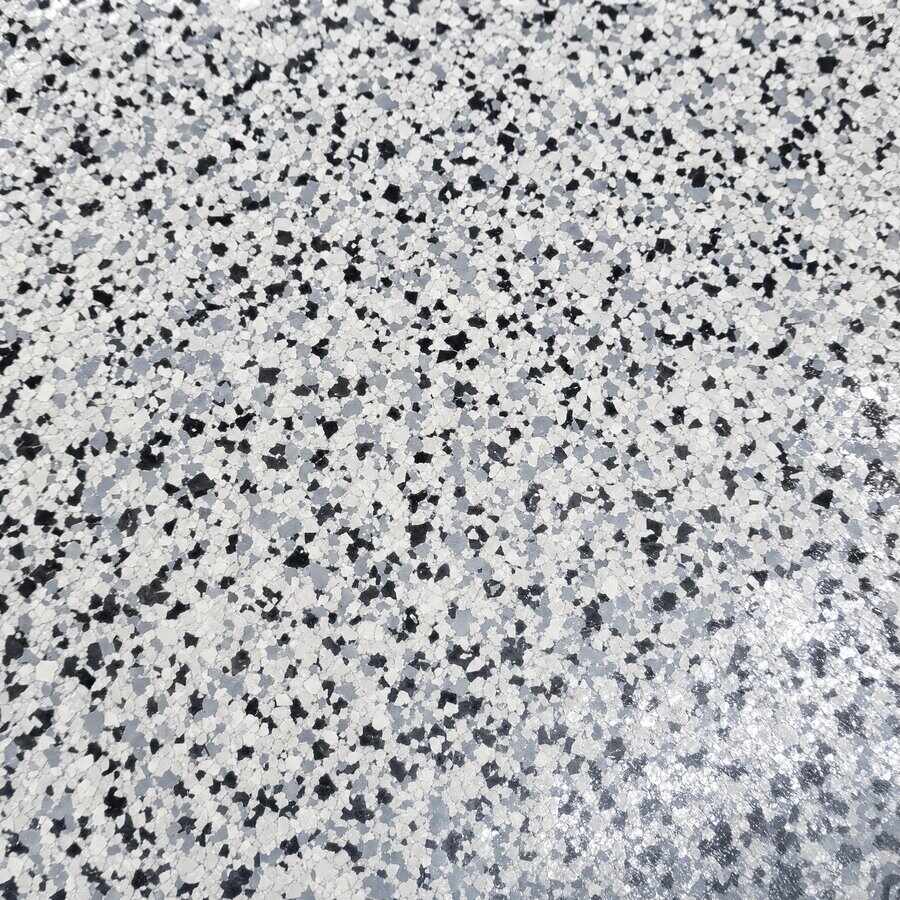 Monochrome black-and-white resin flake floor blend