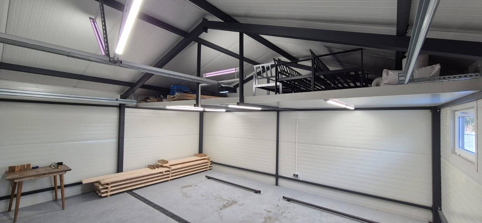 Insulated garage interior showing wall and ceiling lining